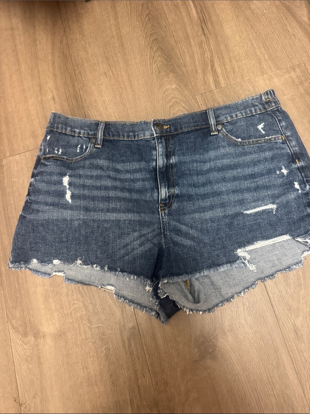aerie Distressed Dark Blue Denim Cutoff Shorts